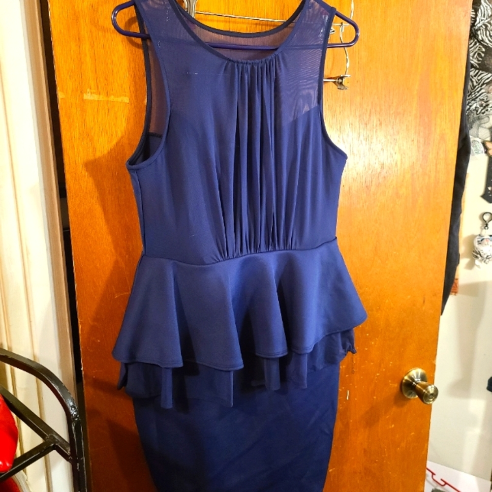 Navy fitted dress 1x